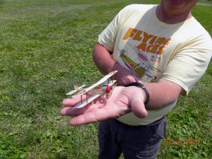 Eric Grigg's way small free flight biplane! Powered by CO2 cartridge.