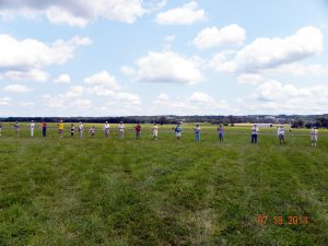 Competitors lined up for launch in the WWII Mass Launch competition. Note the 2 young ladies ready to do battle with the ‘old’ guys!