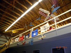 Models on display in EAA Chapter 486 hanger