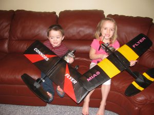Connor and Mia with their Control Line Flyers