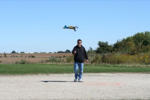 Rick Bollinger during one of his 38 flights at Burlington, Iowa, 2011
