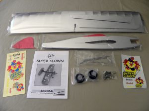 Box contents for Brodak Super Clown ARF kit