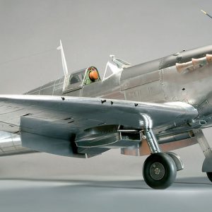 The model beautifully captures the Spitfire’s elegant lines, while its bare metal finish hides none of the fine detail