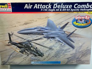 Revell Air Attack Deluxe Combo F-15C Eagle Jet & AH-64 Apache Helicopter Kit #85-6672